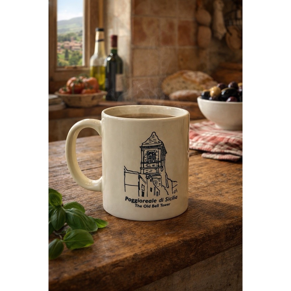 Poggioreale di Sicilia Italy Souvenir Mug Old Bell Tower Travel Coffee‎ Cup